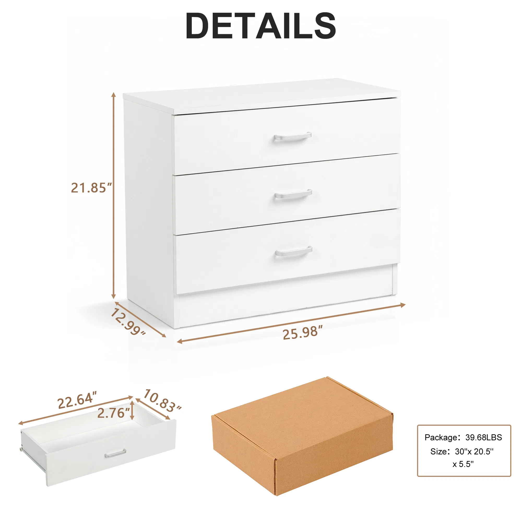 3-Drawer Particleboard Nightstand, picture 3 of 5