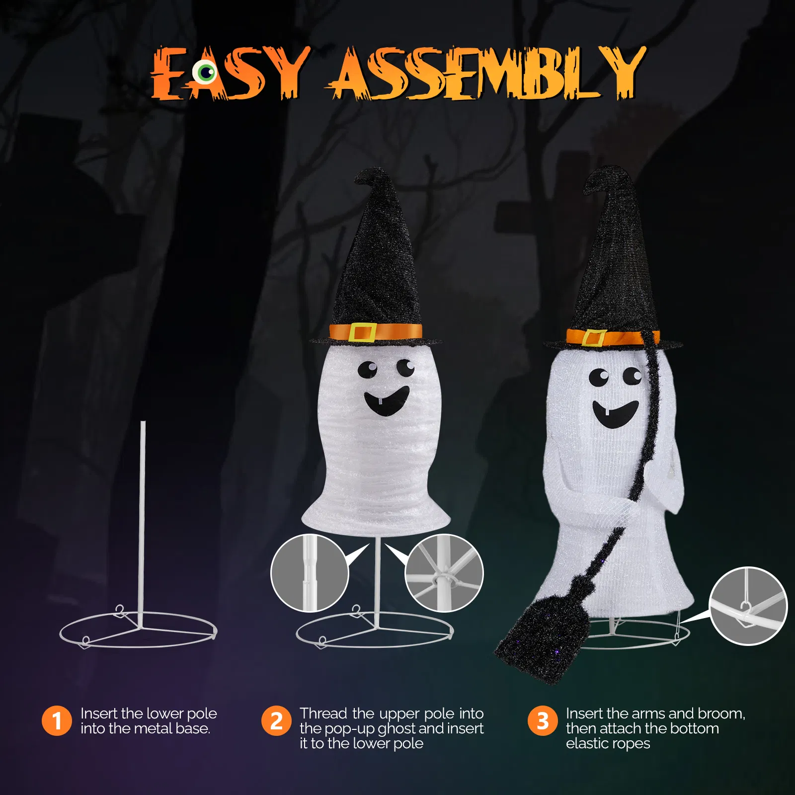 Replace 944001634ft Ghost 100LED Lighted Outdoor Halloween Decorations image 2