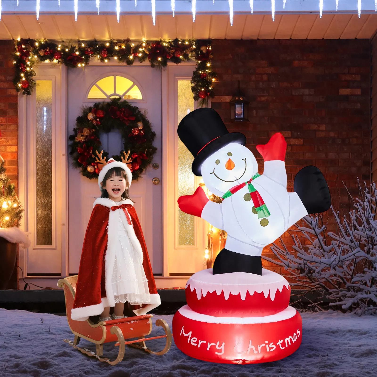 4.8FT Lighted Christmas Inflatable Decoration, Large Rotating Snowman with Motor, Funny Blow Up Yard… image 9