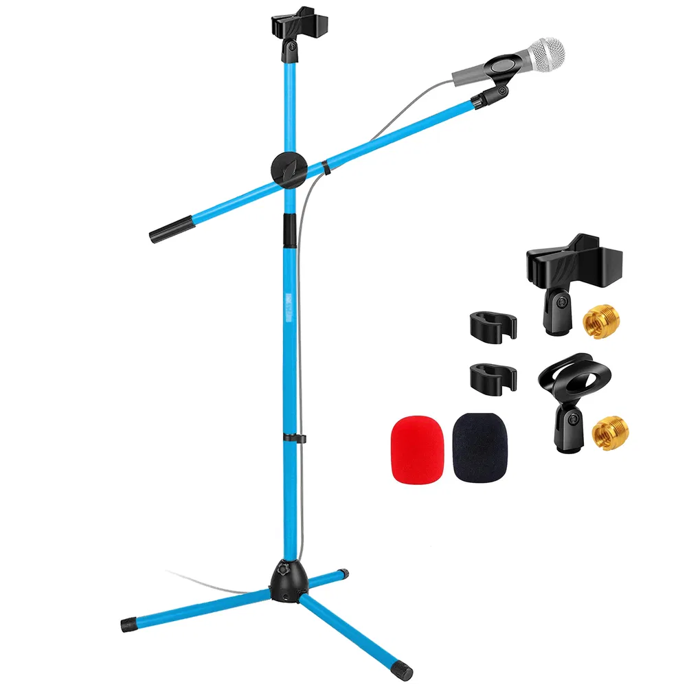 5 Core Mic Stand Floor Height Adjustable Tripod Microphone Stands w Extending Telescoping Boom Arm - MS DBL G image 19