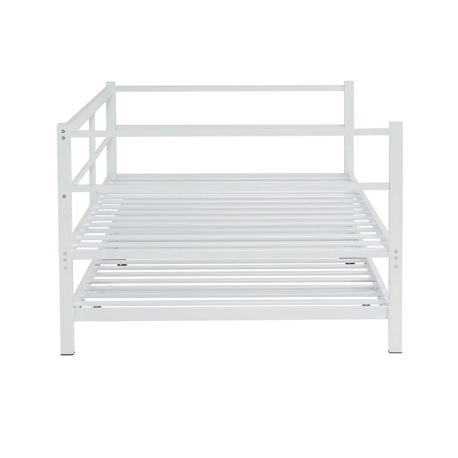 White Twin Size Metal Sofa Bed - Convertible Daybed with Pull-Out Trundle , Multi-Functional for Small… image 3