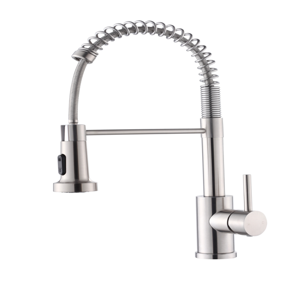 Kitchen Faucet with Pull Down Sprayer Industrial 1 Handle 1 Hole Or 3 Hole Faucet for Farmhouse Camper Laundry Utility Rv Wet Bar Sinks, Stainless Steel, Brushed Nickel[Unable to ship on weekends,usps-8