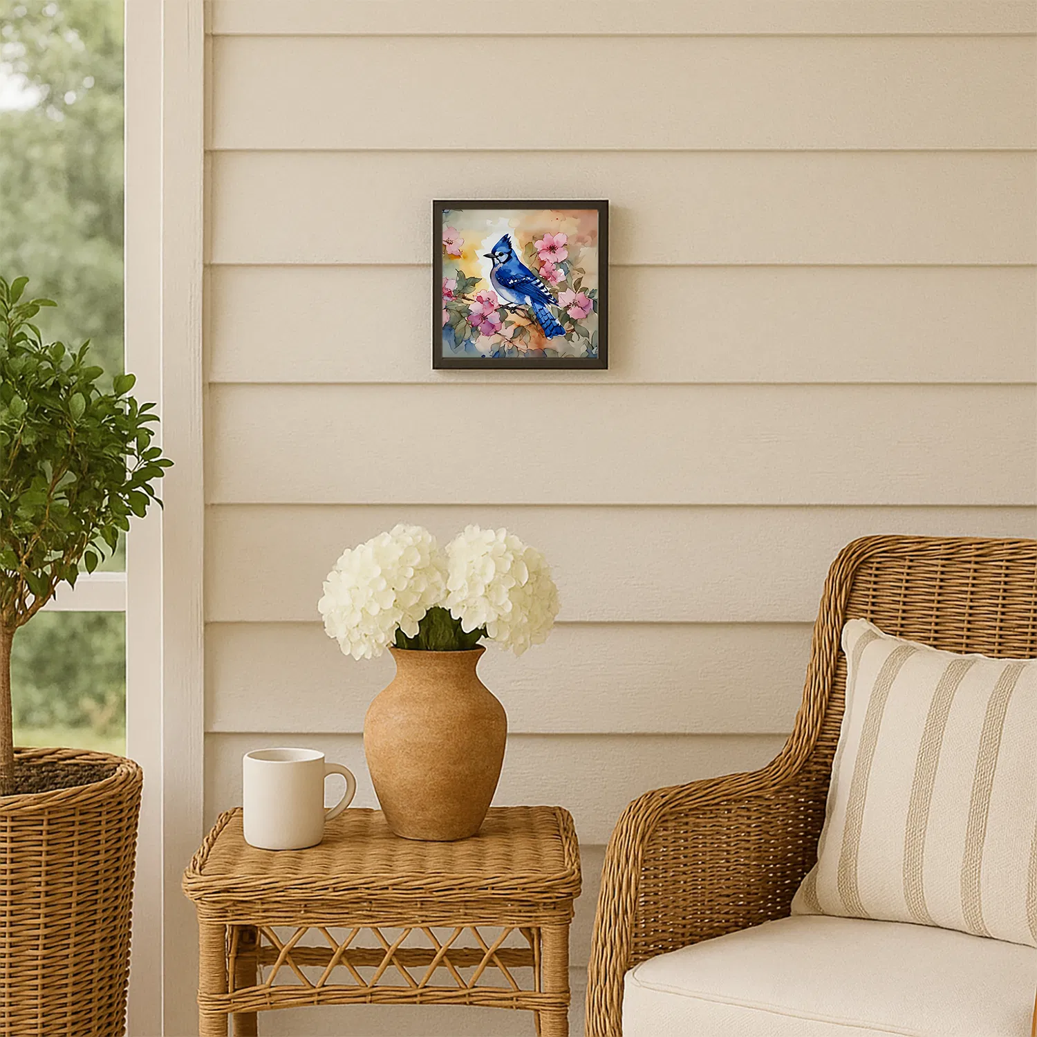 Framed Metal Print, Blue Jay, 8x8