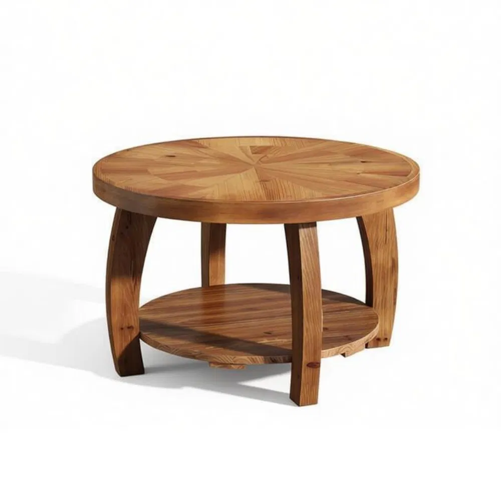 Round Solid Wood End Table
