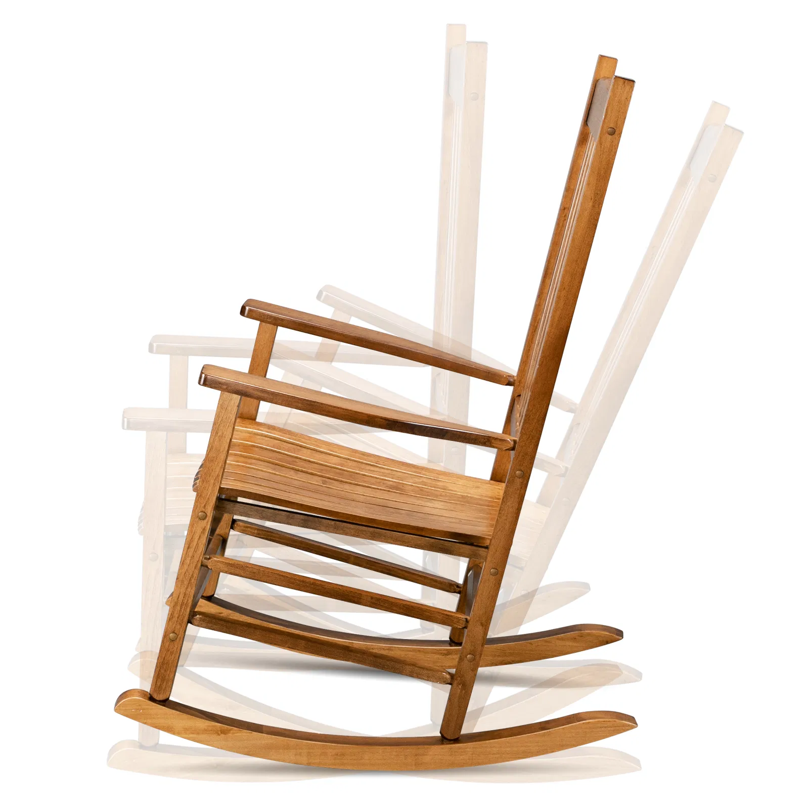 68.5*86*115CM Square Wooden Rocking Chair Wavy Backboard White image 5