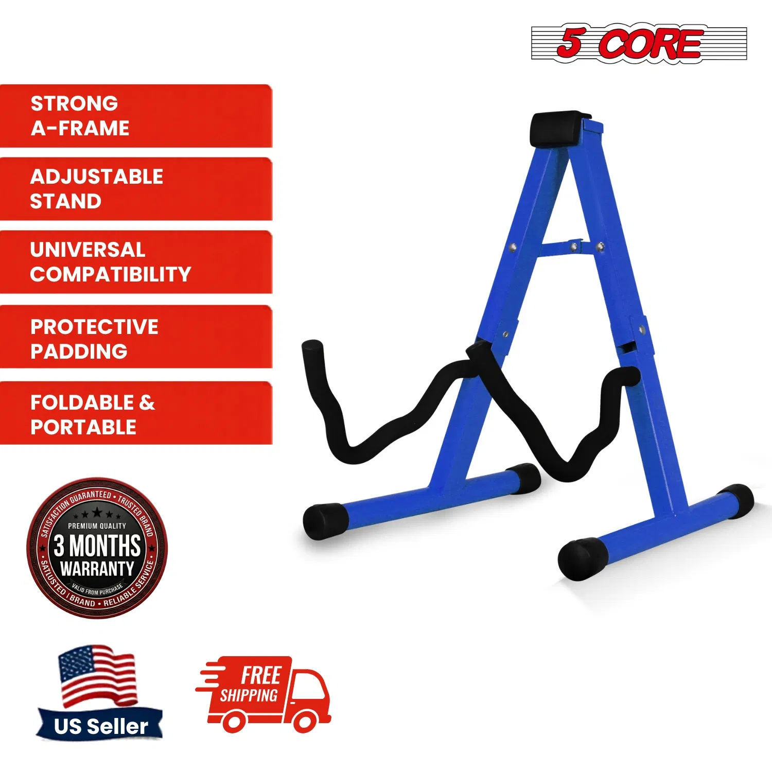 5 Core Guitar Stand A Frame w Soft Foam Arm Non Slip Rubber for Acoustic Electric Bass image 10