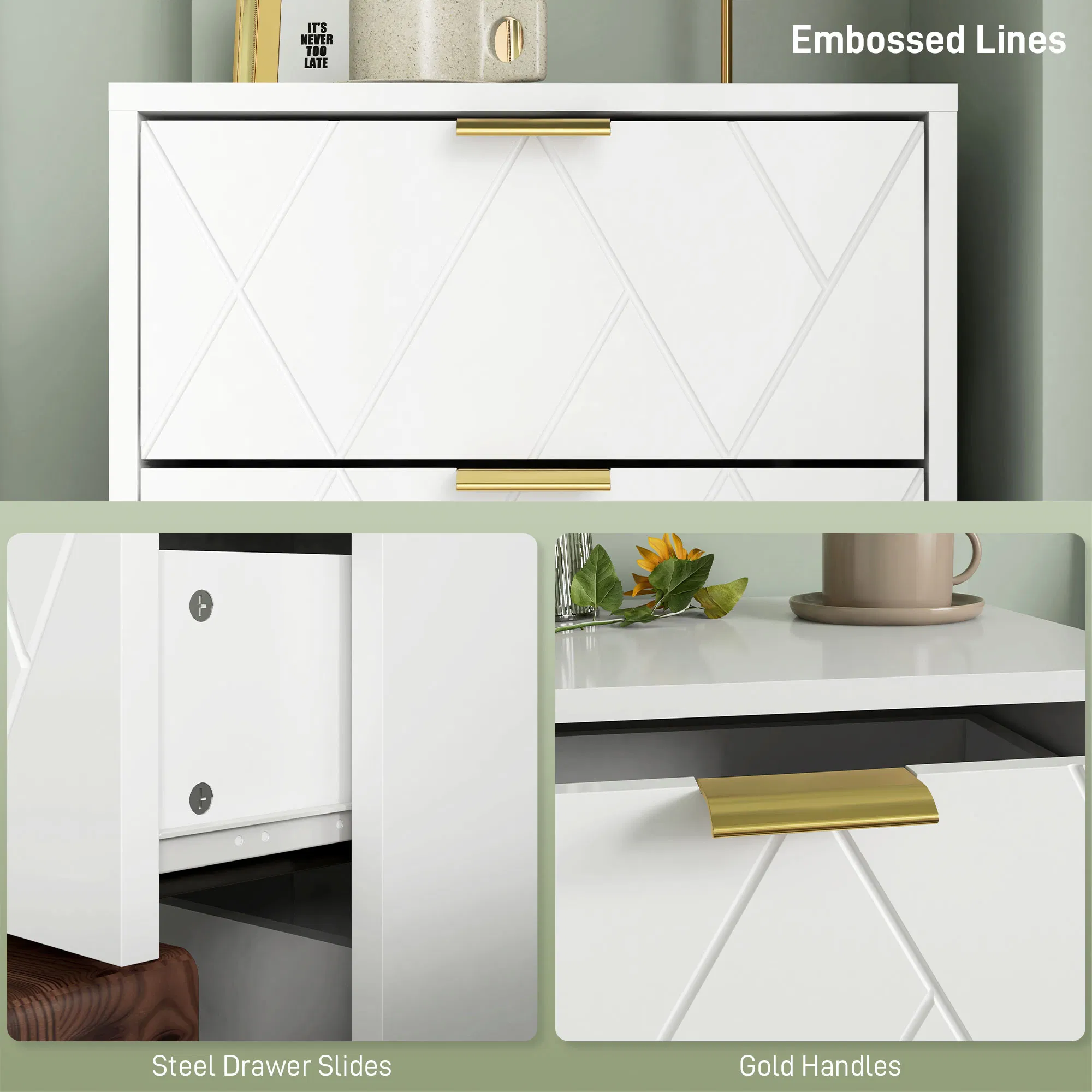 Modern Bedside Table with 2 Drawers, picture 2 of 5