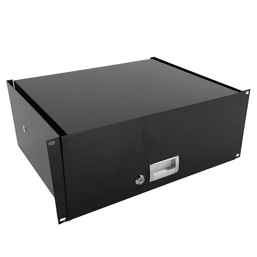 19" 4U Steel Plate DJ Drawer Equipment Cabinet with Keys Black image 16