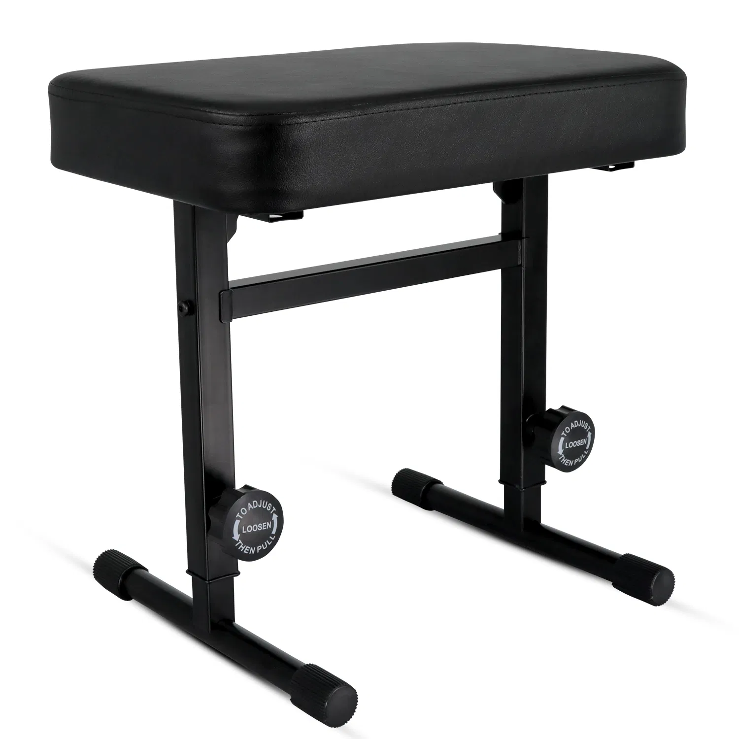 5 CORE Keyboard Bench Piano Stool T Style Black Thick Padded Cushion Seat | Height Adjustable 17 to 22 inch | Keyboard Chair (PU Leather) KBB H-ADJ BLK
