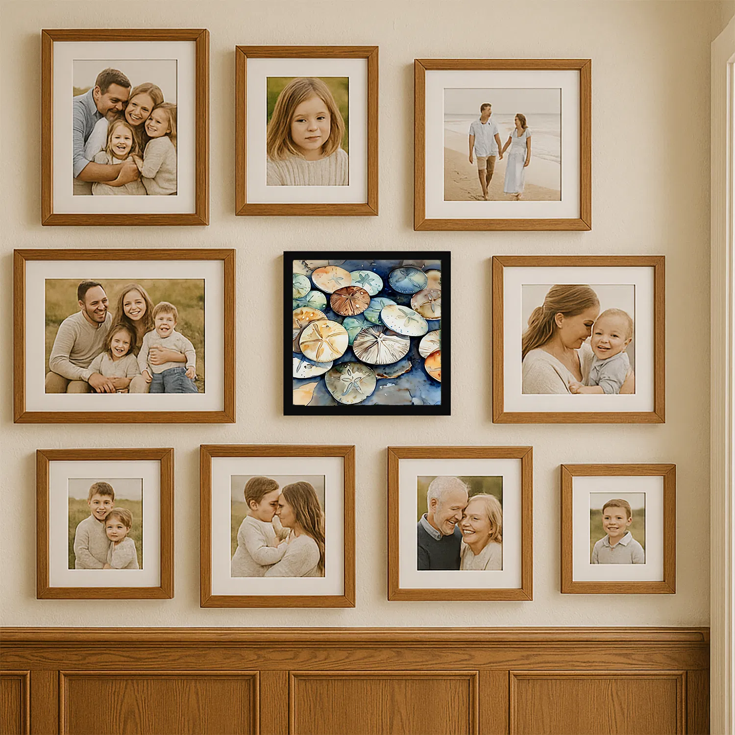 Framed Metal Print, Sand Dollars