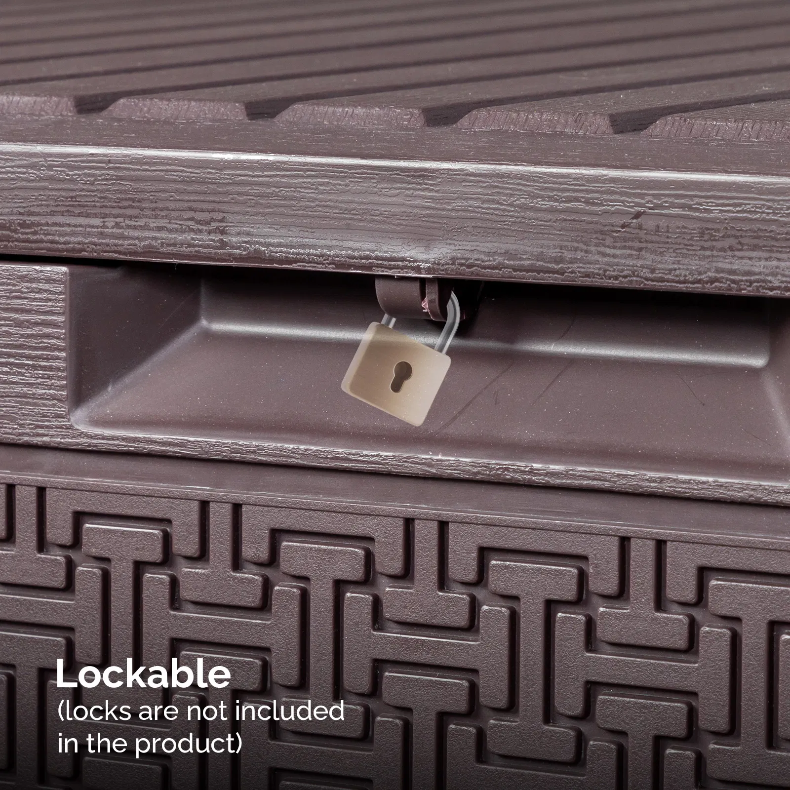 90gal Outdoor Garden Plastic Storage Deck Box Chest Tools Cushions Toys Lockable Seat image 7