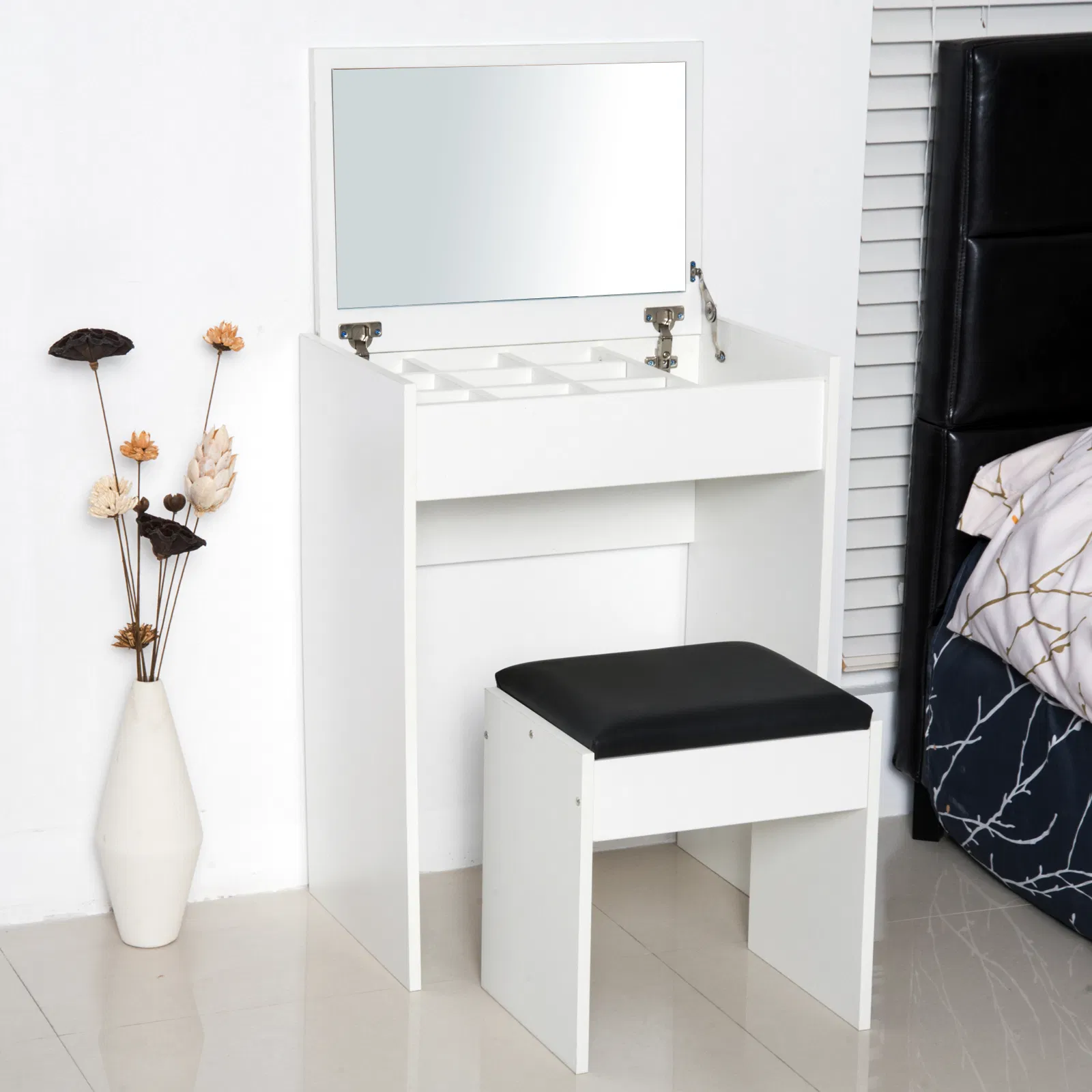 Vanity Set with Flip Top Mirror, picture 2 of 5