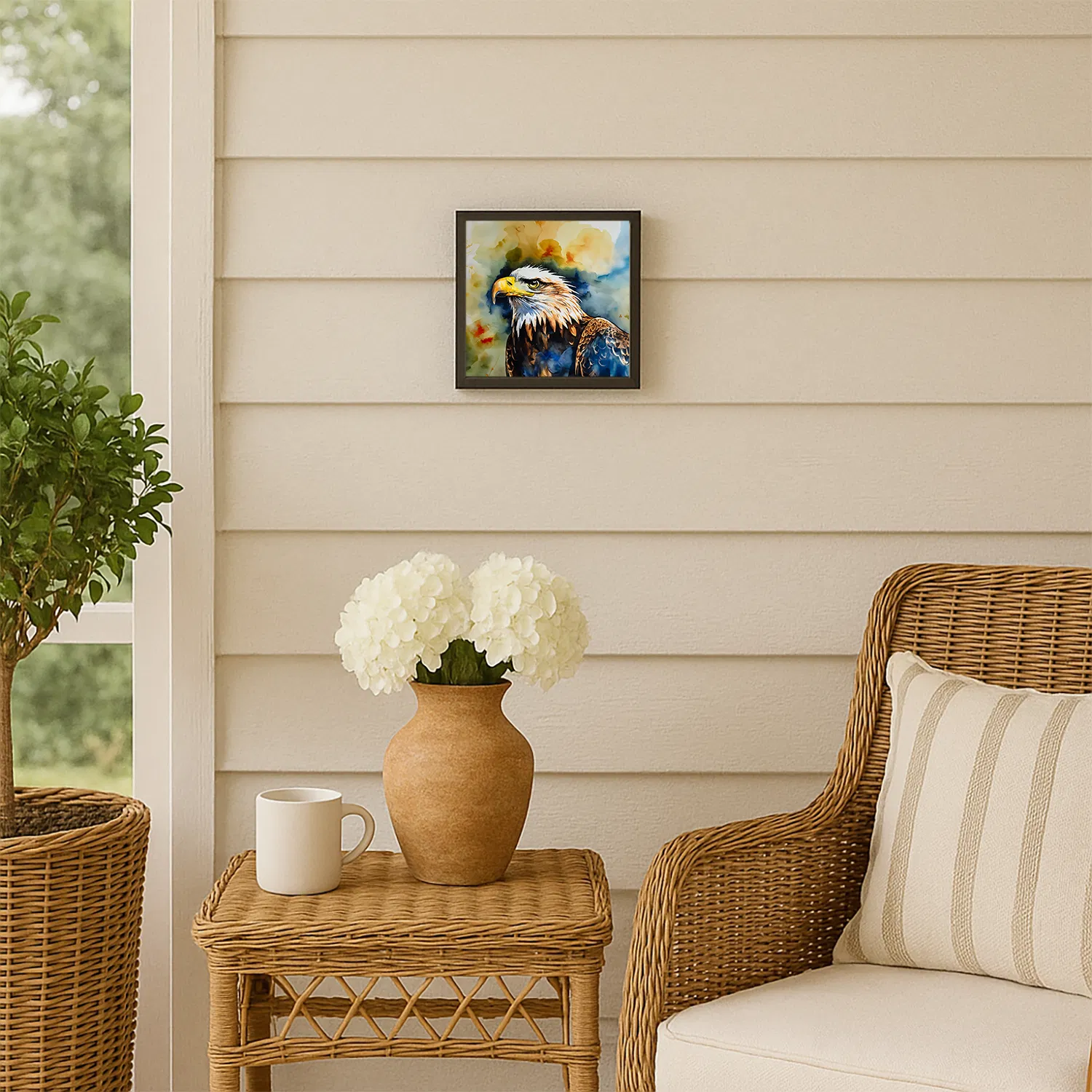 Framed Metal Print Eagle, 8x8, picture 1 of 3