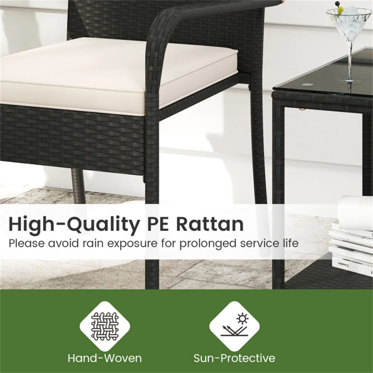 3-Piece PE Wicker Bistro Set, picture 4 of 5