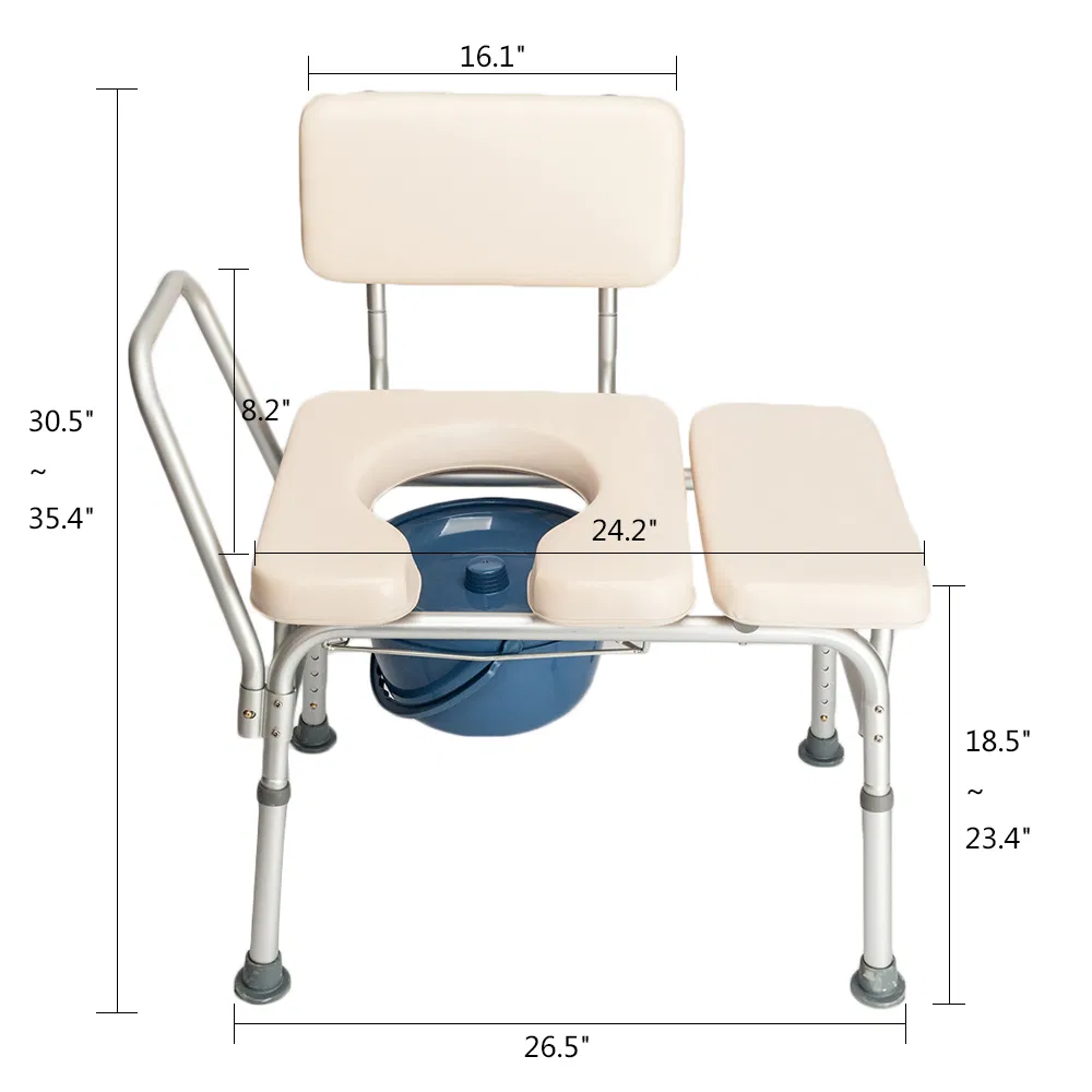 Multifunctional Aluminum Elder People Disabled People Pregnant Women Commode Chair Bath Chair Creamy… image 9