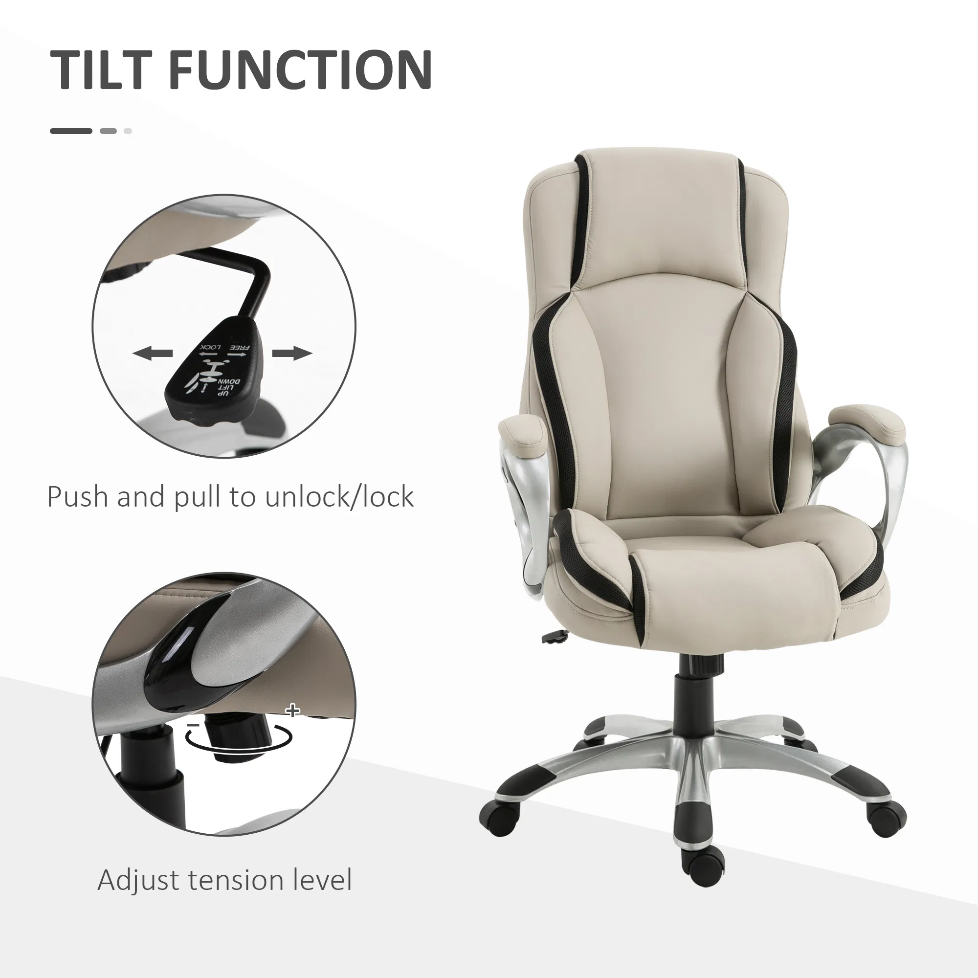 Office Chair PU Leather Executive on Rolling Wheels Task β photo 3