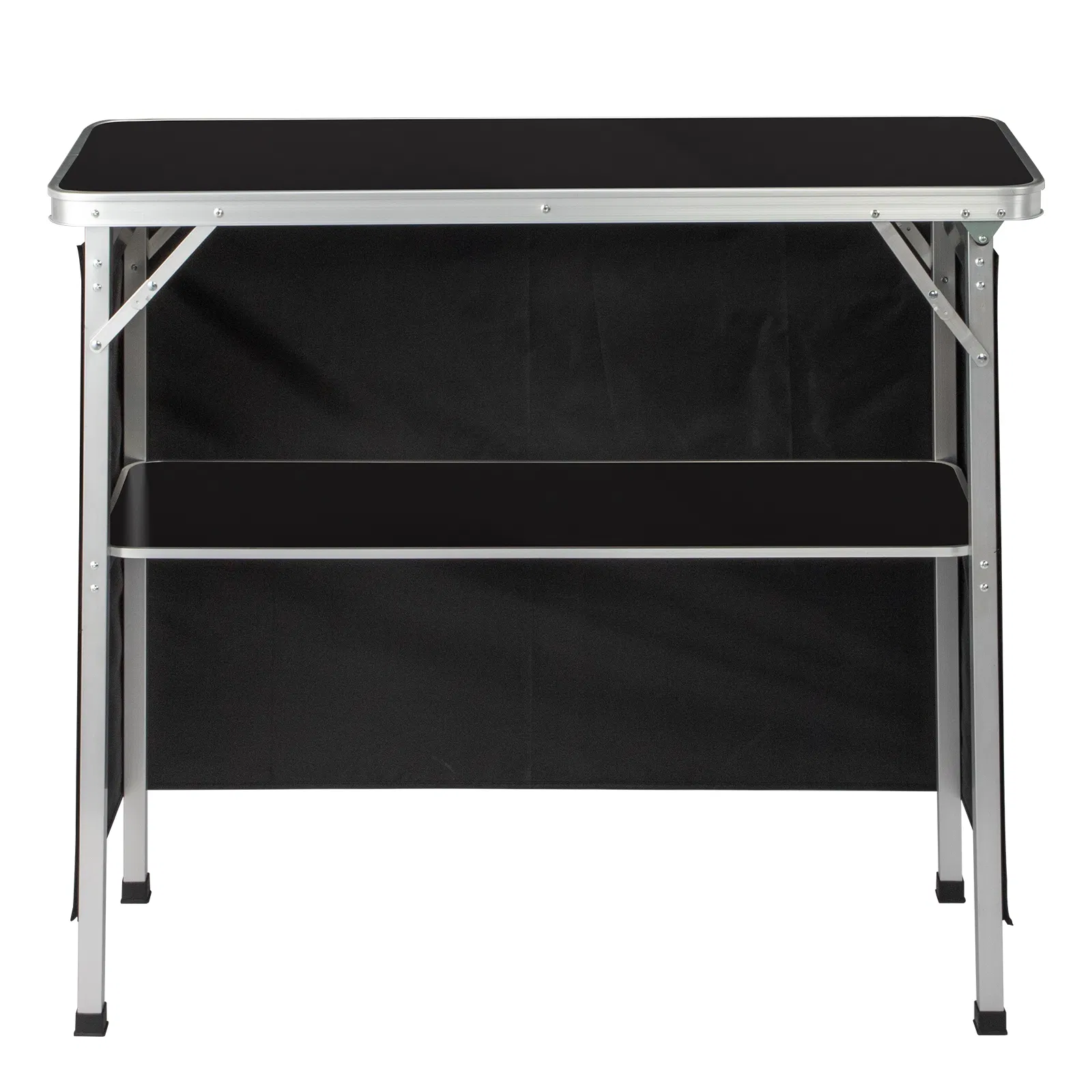 Portable Folding Bar Table with Shelf, Tradeshow Podium Table with Black Skirt and Carrying Bag, for… image 4