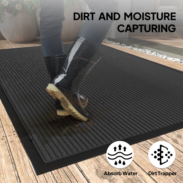 1PC Dark Gray PVC Composite Commercial Entrance Mat, 90x150x0.7cm, Extra-Long Heavy-Duty Floor Protection-17