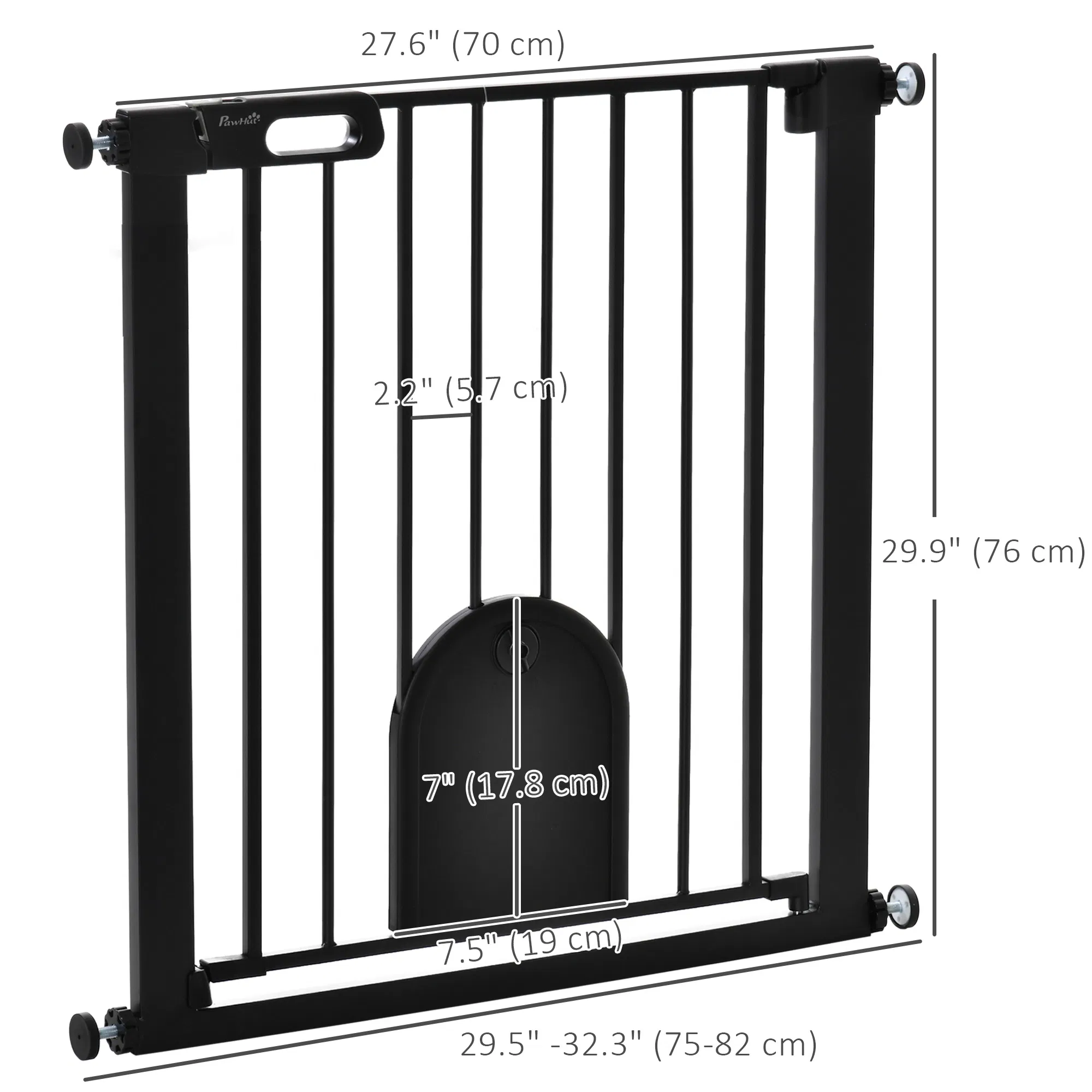 30"-32" Extra Wide Pet Gate Barrier with Small Door, 30"H Dog Gate with Safety Gate Barrier, Stair Pressure Fit, Black — image 1