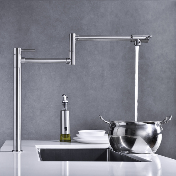  带加长柄的锅形填料水龙头Pot Filler Faucet Brushed Nickel Finish with Extension Shank-8