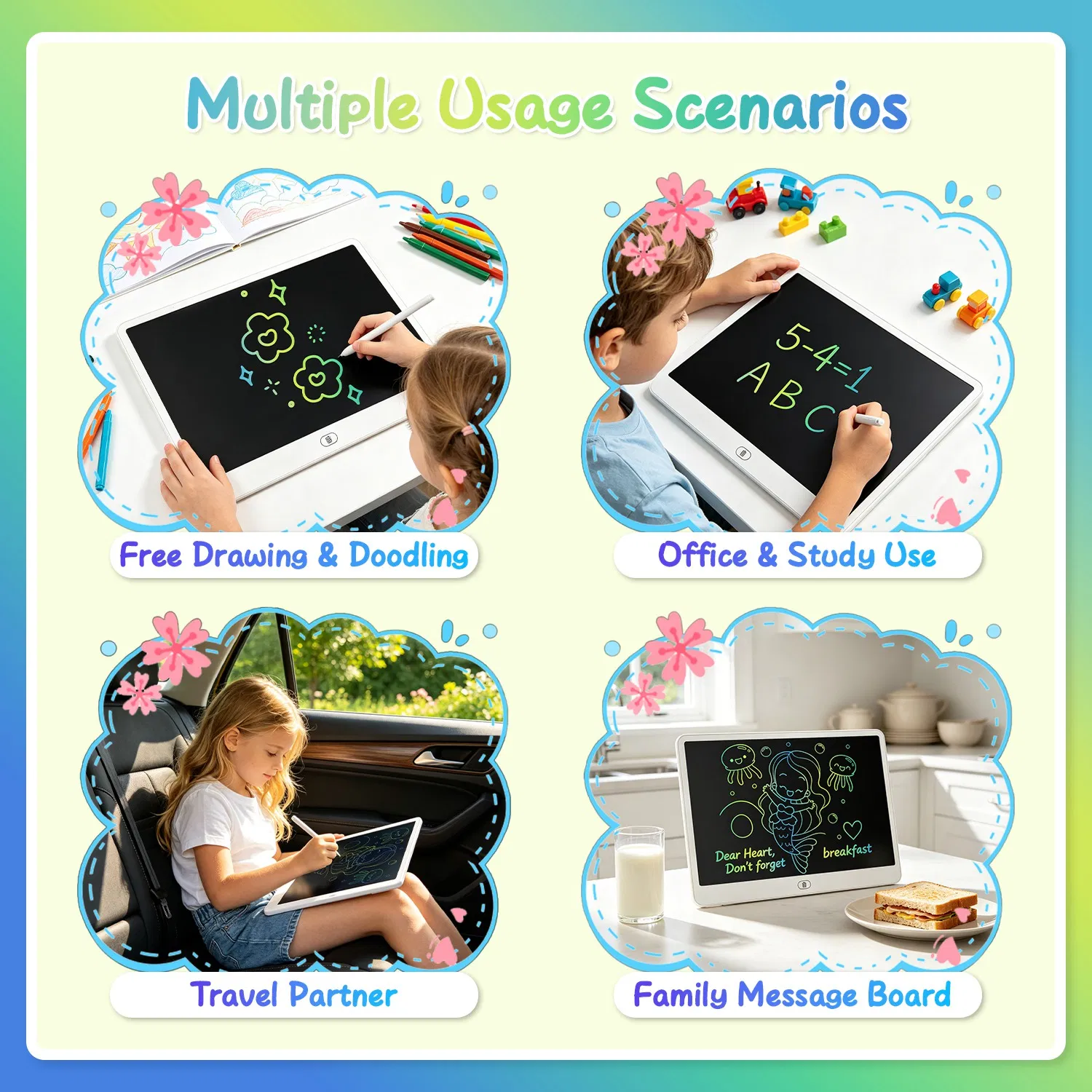 LCD Writing Tablet for Kids, Reusable Doodle Board image 8
