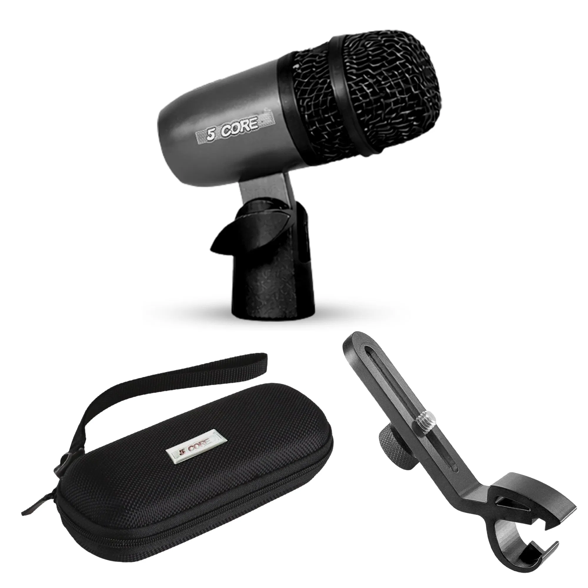 5Core Snare Mic XLR Cardioid Tom Drum Kick Instrument Microphone BLACK