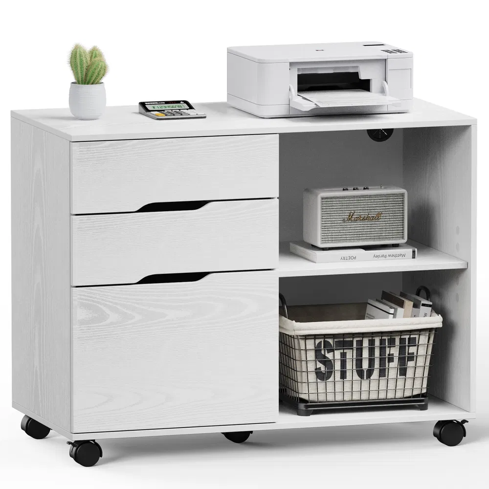 3 Drawer Mobile Rolling Lateral File Cabinet For Home Office And Kids Room image 7