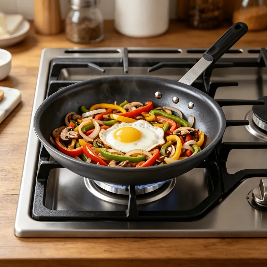 Ceramic Nonstick Egg Pan, Aluminum Frying Pan with Stainless Steel Base, Oven Safe, Dishwasher Safe Skillet image 8