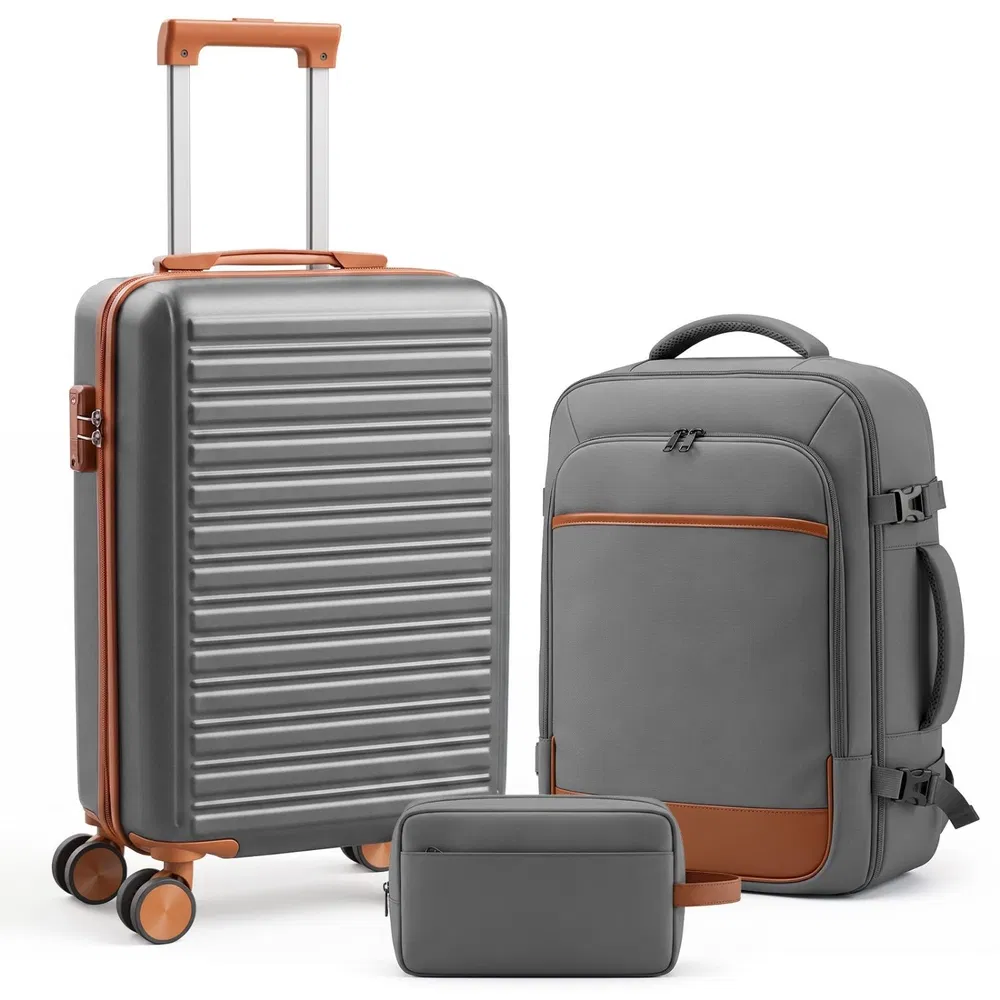 3pcs Travel Luggage Set with Backpack, Includes 20-Inch Carry-On Suitcase, Duffle Style Travel Bag, And Versatile Backpack, Durable Hard Shell, TSA Approved Combination Lock, 360 Spinner Wheels for Sm image 12
