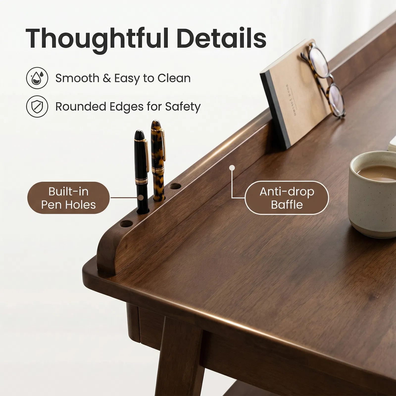 Solid Wood Writing Desk β Home Office Desk for Small Spaces β photo 6