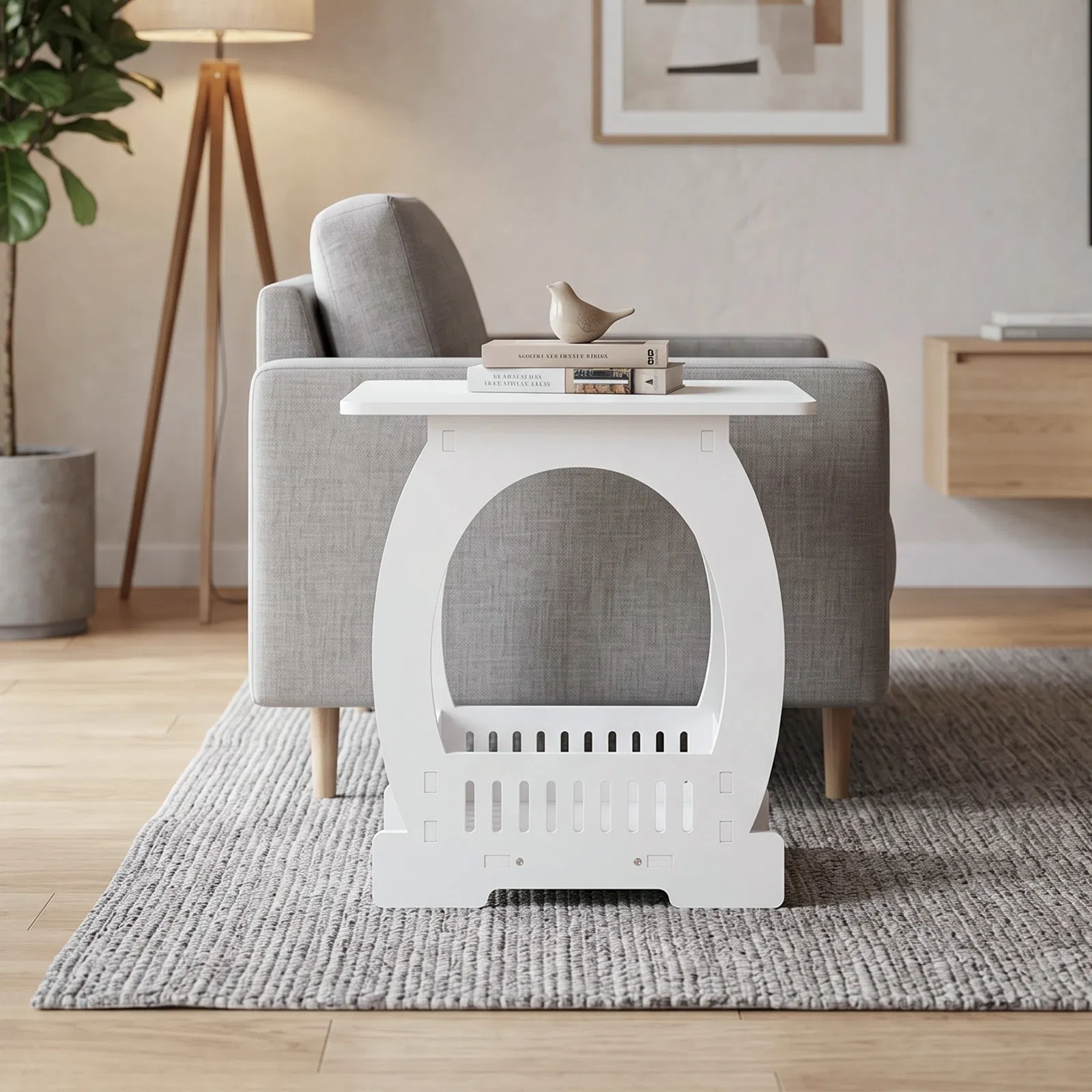Side Table with Storage, Nightstand End Table for Small Spaces, Modern Arch Design Bedside Table for… image 9
