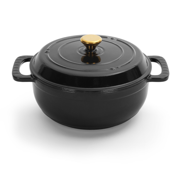Cast iron 5QT cooking pot - Pure black - includes two silicone gloves - Enamel pot-13