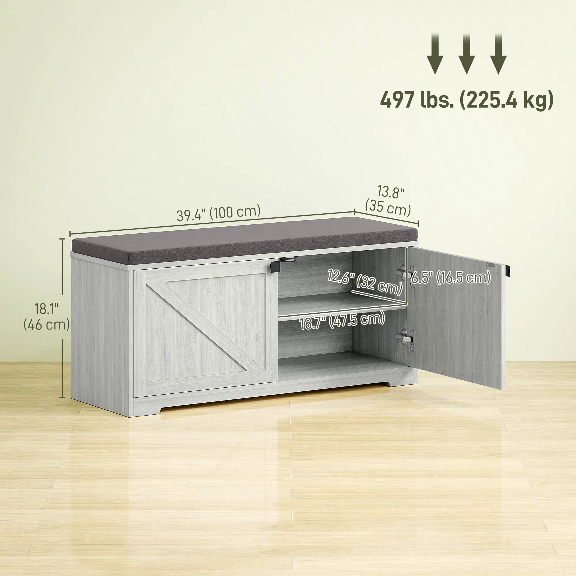 Shoe Storage Bench with Padded Seat, picture 2 of 5