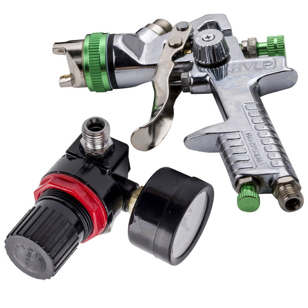 2.5mm HVLP Feed Car Air Spray Gun Kit W/ Regulator Gauge Paint Sprayer-13