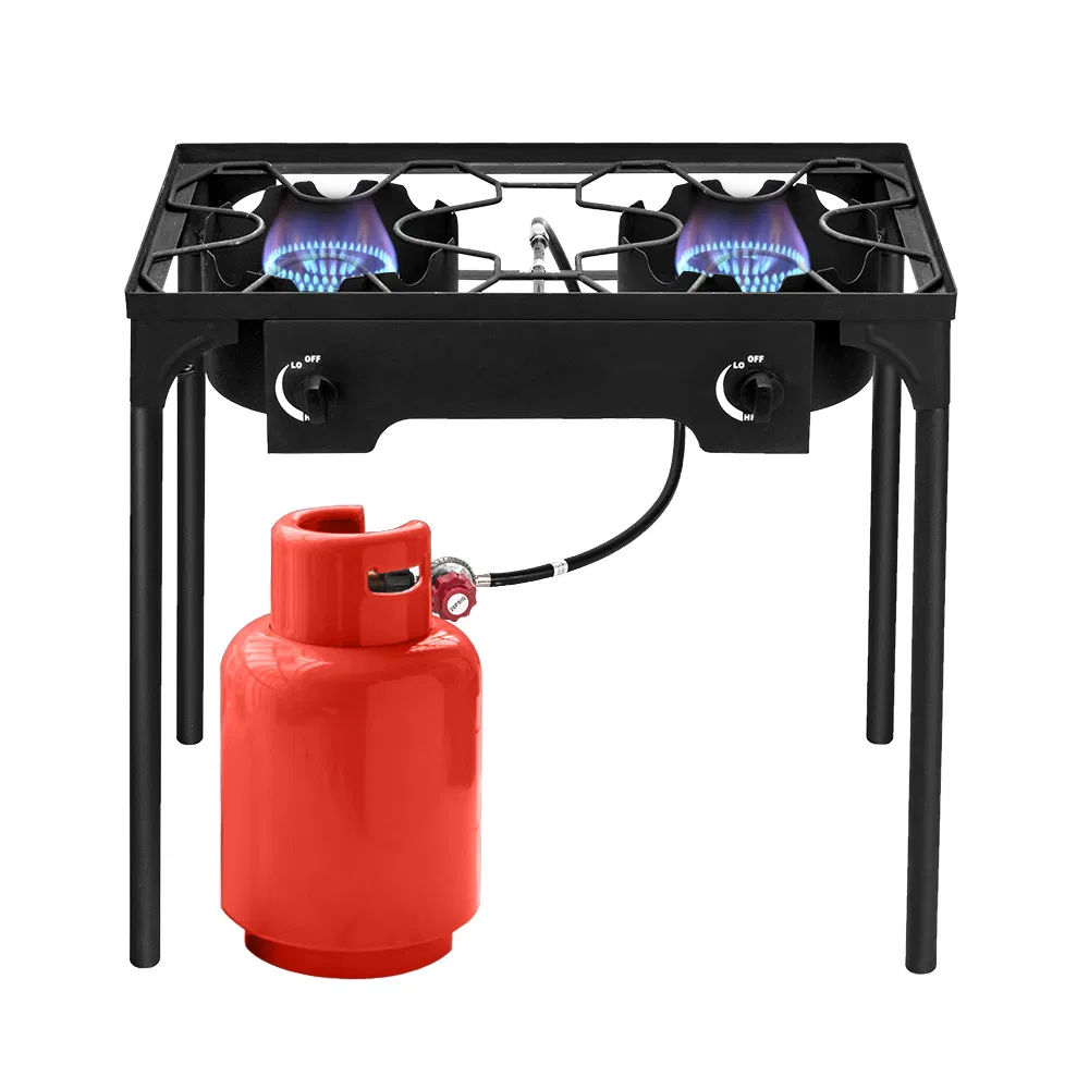 Outdoor Camp Stove High Pressure Propane Gas Cooker Portable Cast Iron Patio Cooking Burner (Double Burner 150000-BTU) image 7