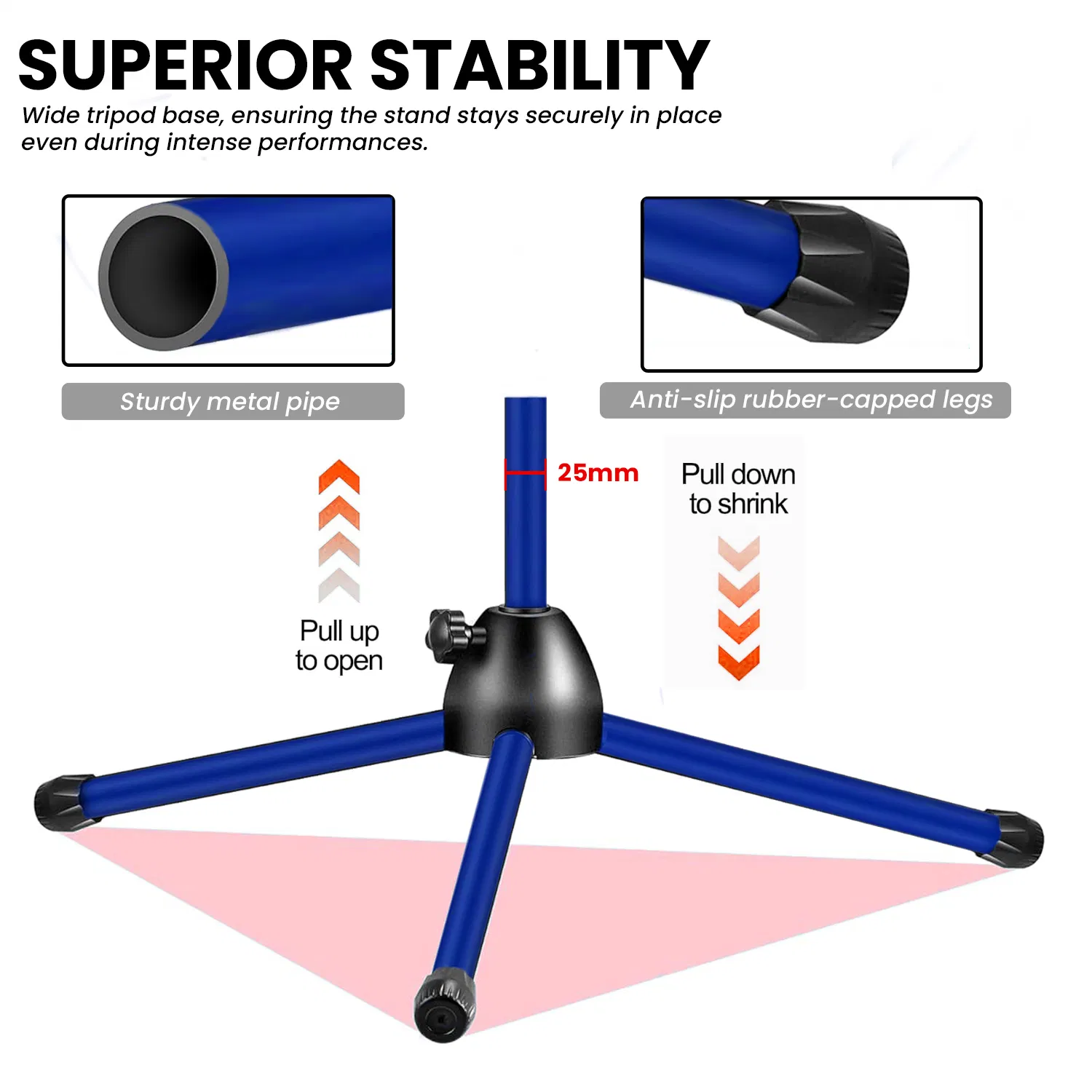 5 Core Mic Stand Floor Height Adjustable Tripod Microphone Stands w Extending Telescoping Boom Arm - MS DBL G image 5
