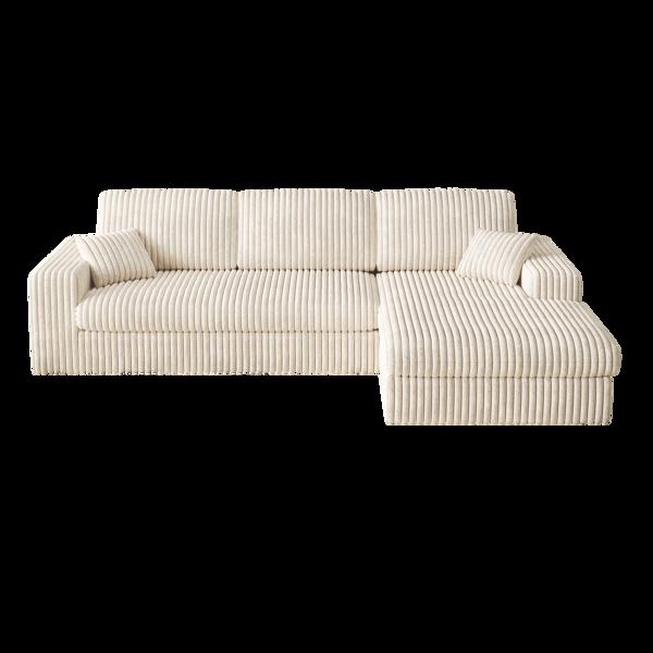 114.5'Modern Corduroy Modular foam Sofa, Recliner Seat reversible Sofa, 2in1 Sofa with Recliner and L-Shaped Sofa Combination with Three Cushion Neck Pillow Combination and Two Throw Pillows 2 package-30
