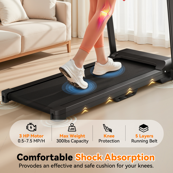Treadmills for Home Treadmill with Incline Walking Pad Treadmill Running Machine 2.5HP Quiet Brushless, 265 Lbs Capacity, App, Pulse Sensor Heart Rate with LCD Display Holder for Cup & Phone-16