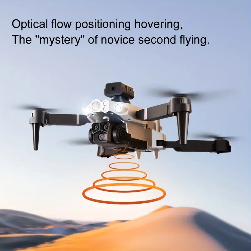 Silver dual-camera drone, equipped with optical flow hovering and intelligent obstacle avoidance functions, supports one-click operation. It offers stable and safe high-definition aerial photography