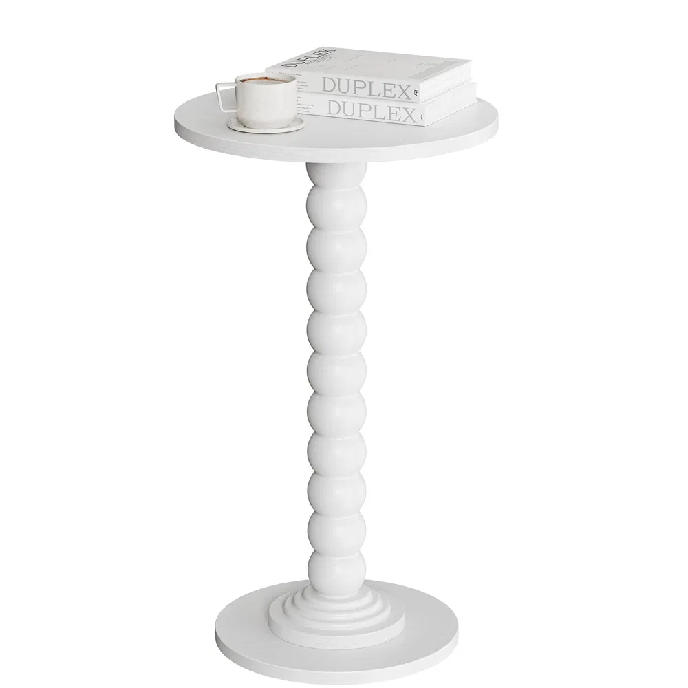 Round side table, equipped with solid wood legs, suitable for use as a multi-functional beverage table in living rooms, bedrooms and corners. image 10