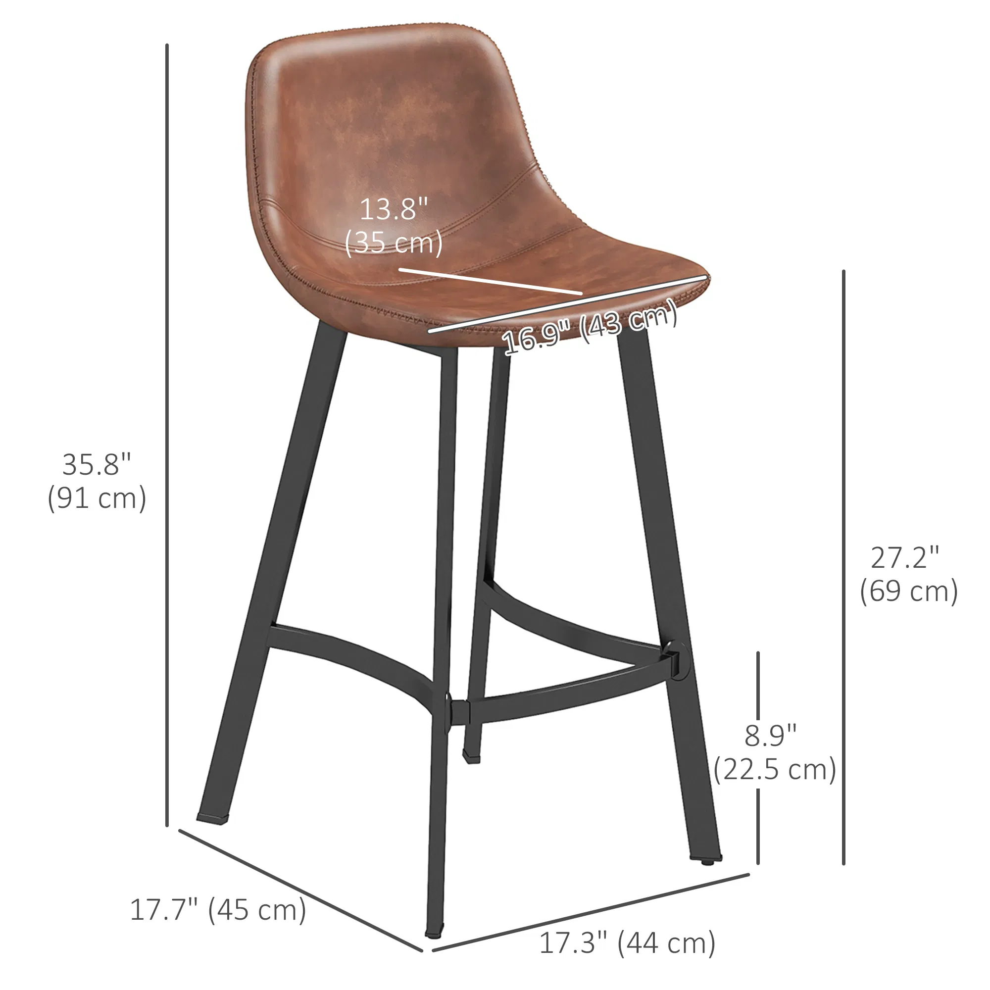 Upholstered Counter Stools Set of 2, picture 3 of 5