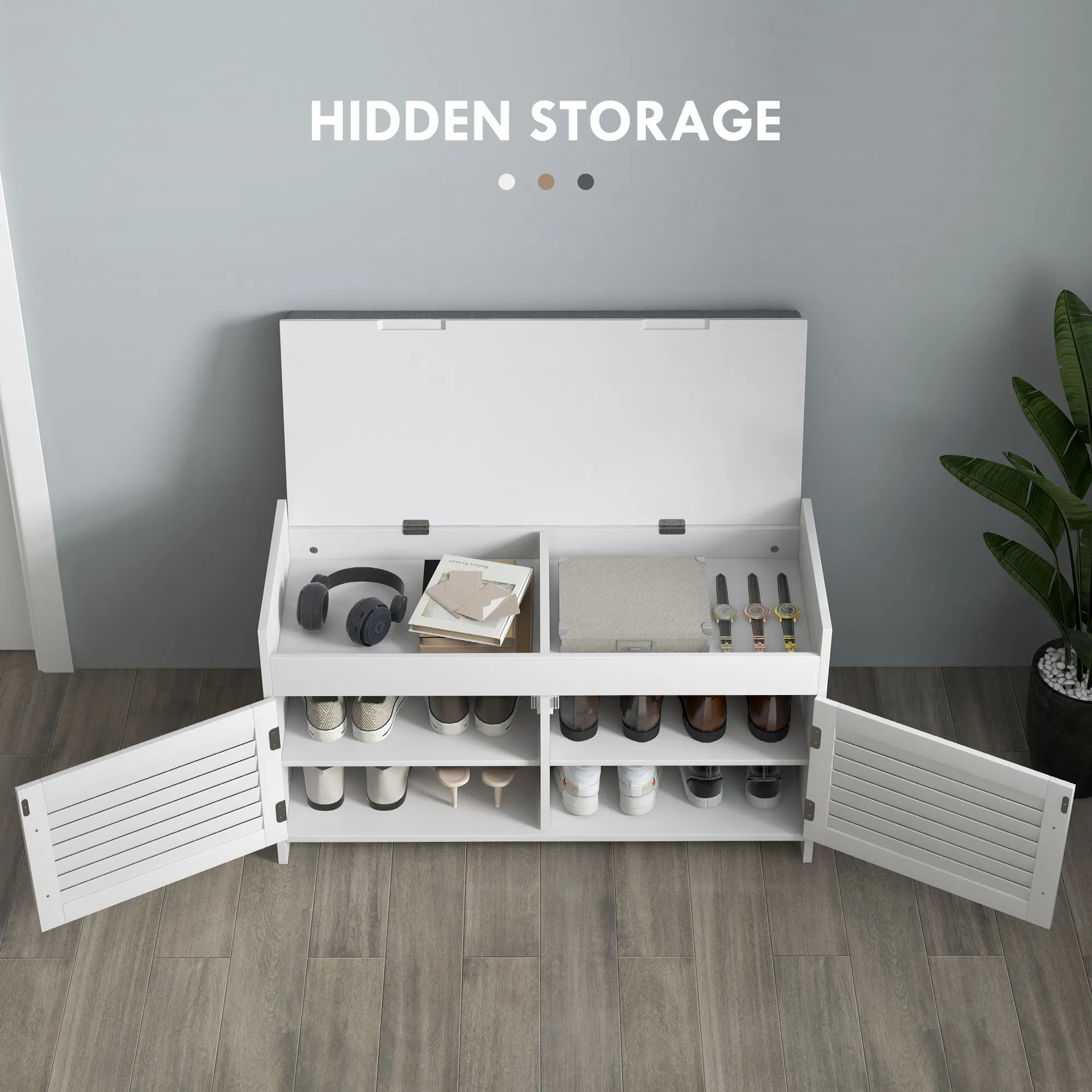 Shoe Storage Bench with Cushion, picture 4 of 5