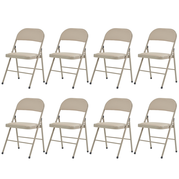 6pcs Elegant Foldable Iron & PVC Chairs for Convention & Exhibition  Light Brown-50
