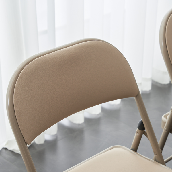 6pcs Elegant Foldable Iron & PVC Chairs for Convention & Exhibition  Light Brown-70