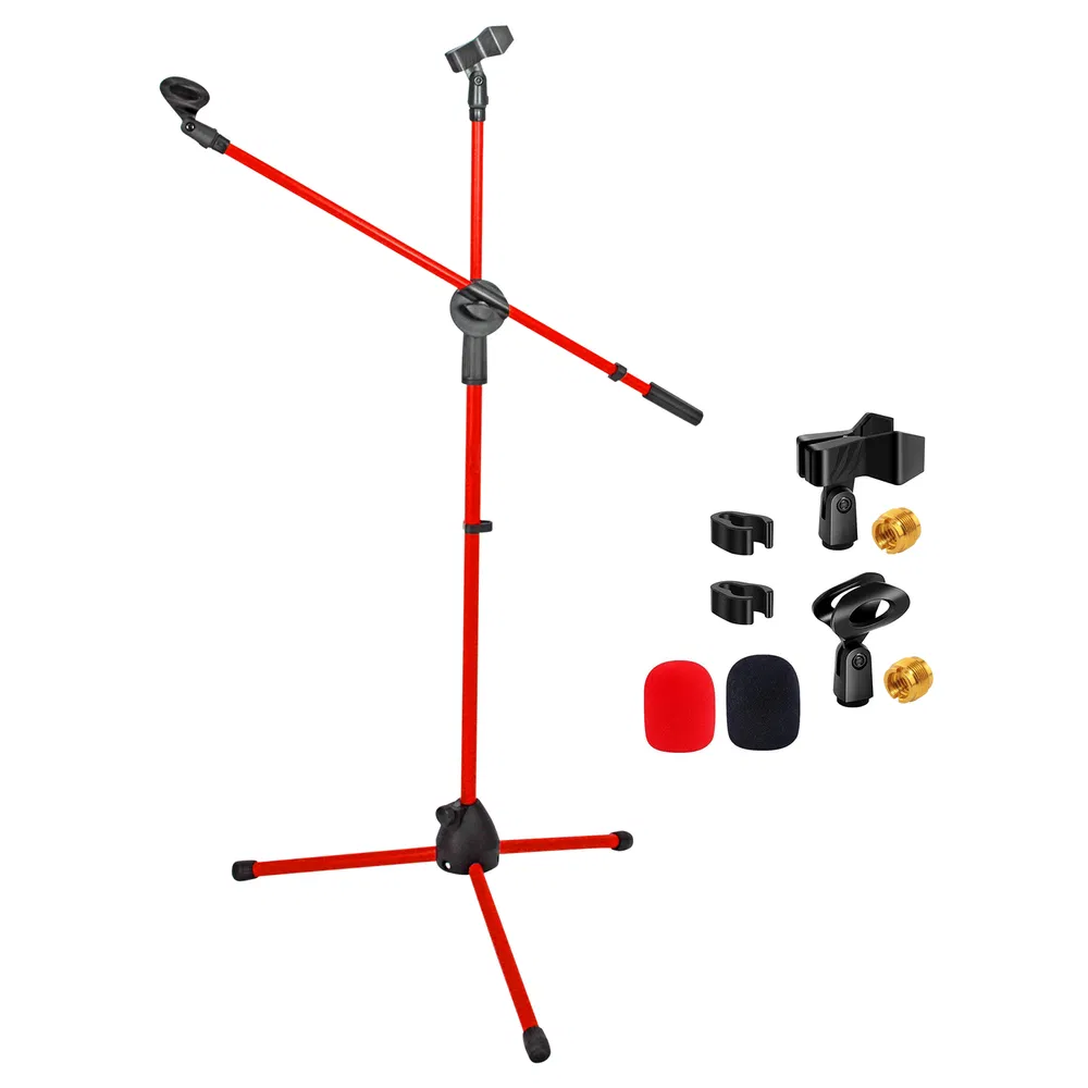 5 Core Mic Stand Floor Height Adjustable Tripod Microphone Stands w Extending Telescoping Boom Arm - MS DBL G image 20