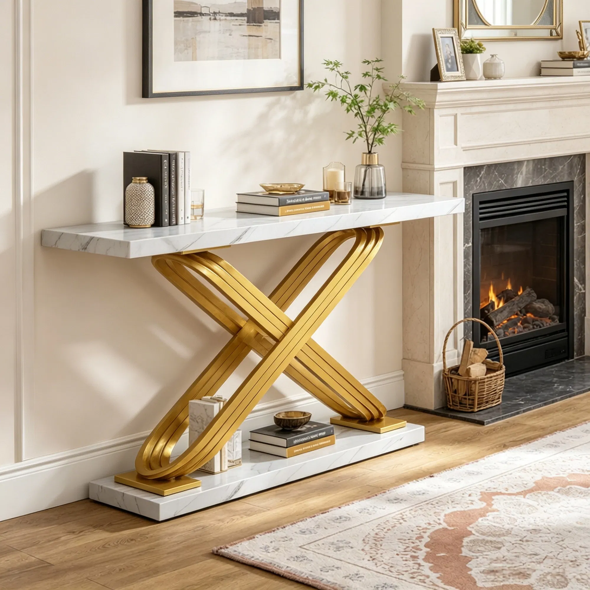 Console Table with Faux Marble Top, picture 4 of 5