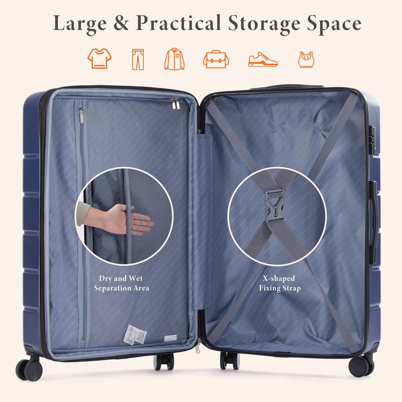 Carry-On Luggage, Hard Shell ABS Suitcase with Double Spinner Wheels, Lightweight Expandable Rolling Luggage with TSA Lock image 3