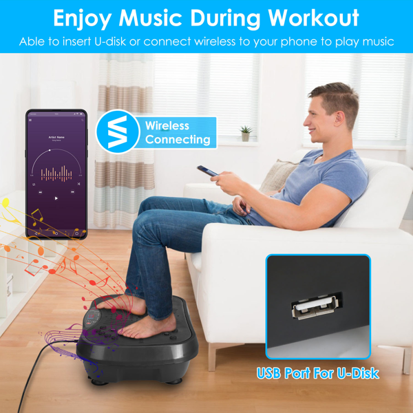 Vibration Plate Exercise Machine with 120 Speed Levels & 2 Resistance Bands, 331Lbs Load Capacity Whole Body Workout Machine USB Music Player for Home Weight Loss & Muscle Toning-20