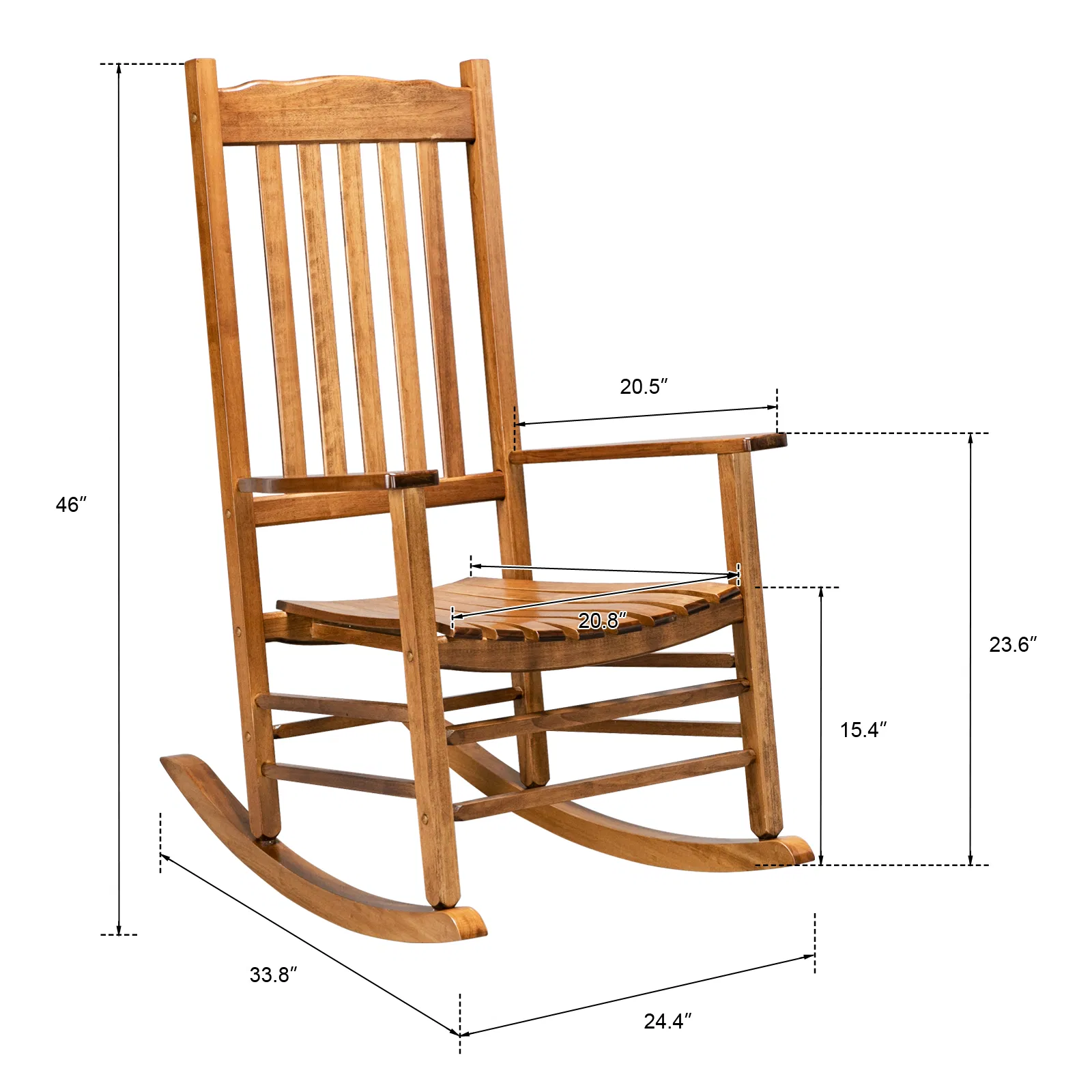 68.5*86*115CM Square Wooden Rocking Chair Wavy Backboard White image 6