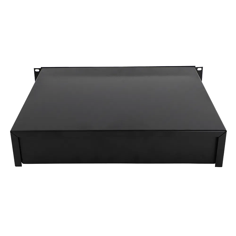 19" 2U Steel Plate DJ Drawer Equipment Cabinet with Keys Black image 8
